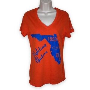 Soffe Fighting Gators UF Orange Blue V Neck Short Sleeve T Shirt Women Large